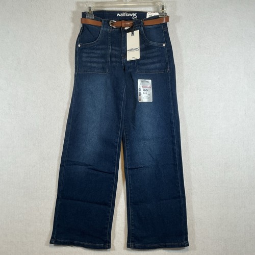 Wallflower Girls Denim Blue Jeans Wide Leg Alexia with Belt Size 10 Girls