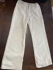 We The Free People Jeans Womens 30 Beige Tinsley Baggy High Rise Straight Leg