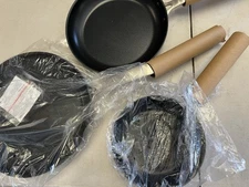 OXO Enhanced, 8" 10" and 12" 3 Piece Frying Pan Skillet Set,  Oven Safe, Black