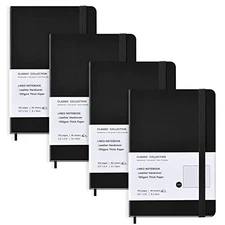  Pocket Notebook Journals Bulk, 3.5" x 5.5", 160 Lined Pages, A6 4 Pack Black
