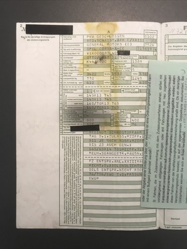 Opel Corsa A CC GT Dokumente 1989 1.4 OHC Motor 1389 ccm 60 PS Abmeldung 05/03