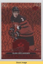 2022 Team Canada Juniors Red Champagne Foilboard Olen Zellweger #73 READ 0u0g