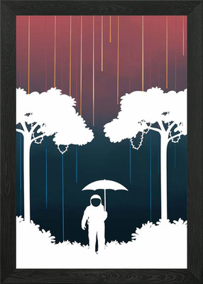 Astronaut im Regen Gerahmtes Wandbild Poster Leinwanddruck Bild