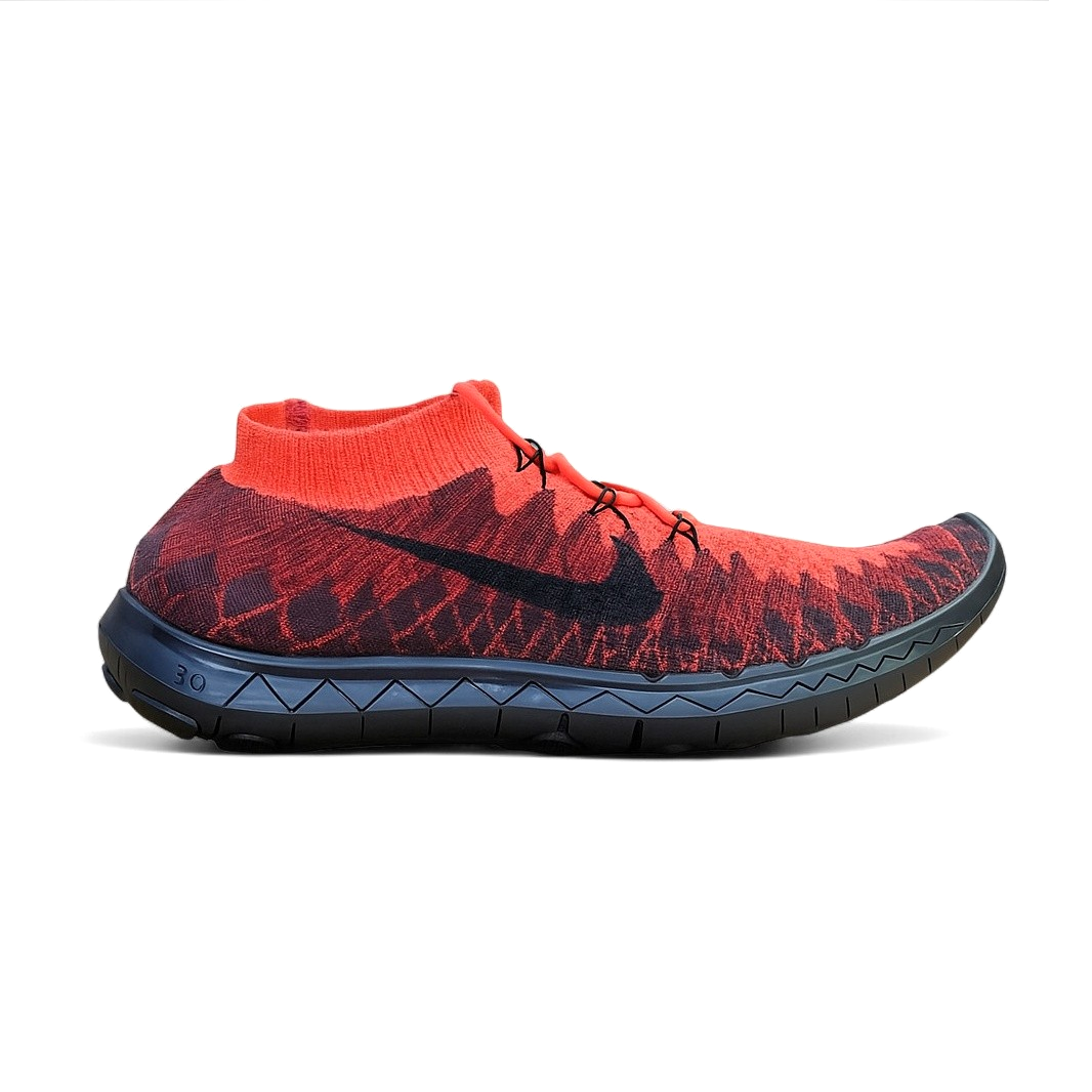 Nike Free Flyknit 3.0 Running Trainers - Black Red - Size UK 8.5 (EU 43) US 9.5