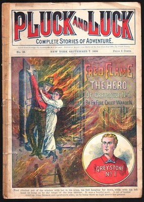 Pluck and Luck #18 9/7/1898-Tousey-Fire fighter cover art & story-125+ years
