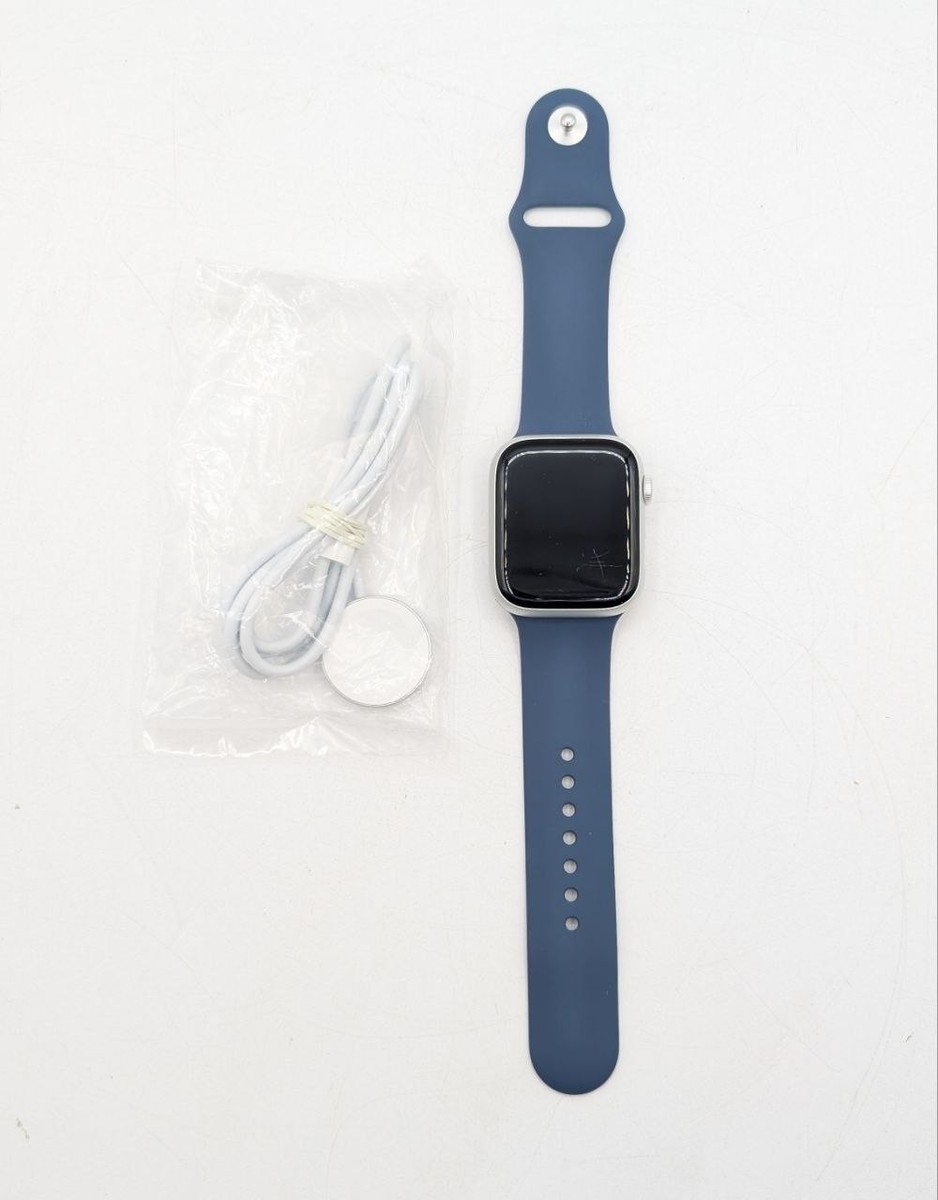 Apple Watch Series 9 GPS 45mm Silver Case w/ Denim Blue Sport Band