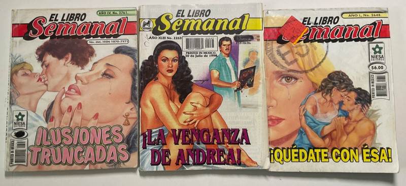 Lot of 3 EL LIBRO SEMANAL Mexican Pulp Romance Comic Books  GOOD CONDITION