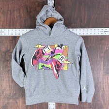 Nike Air Jordan Jumpman Graphic Retro 1 Sneaker Logo Hoodie Gray Youth Small