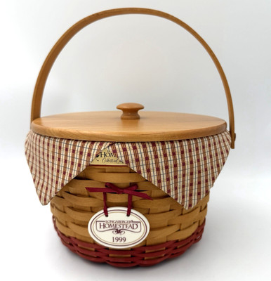 Longaberger Collector's Club Homestead Basket 1999 w/ Lid Protector Liner