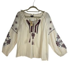 American Eagle Embroidered Peasant Blouse Off...