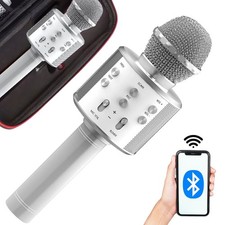 Kabelloses Karaoke Mikrofon Bluetooth Lautsprecher rund mit Etui Modi