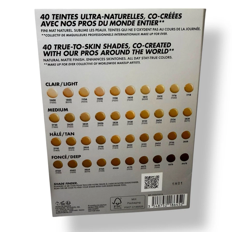 Makeup For Ever HD Skin Foundation 4 Samples Card 1N14, 2N26, 3N42, 4N62 .63mLX4 - Image 3 of 3