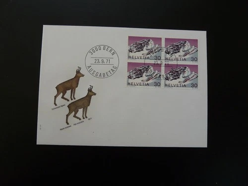Alps mountains FDC Switzerland 1971 (block of 4)