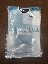 Vtg 2004 SILKIES Ultra Control Top Pantyhose Jet Black Ultra Sheer USA NEW Sz L