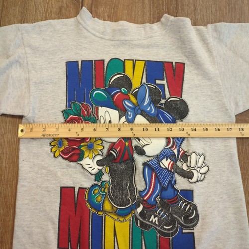 VTG Disney Mickey Mouse Youth Large Sweatshirt Retro Minnie Love Colorful Roses - Picture 5 of 8