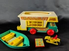 1972 Vintage Fisher Price Little People Play Family Camper #994 Boat, Motorcycle