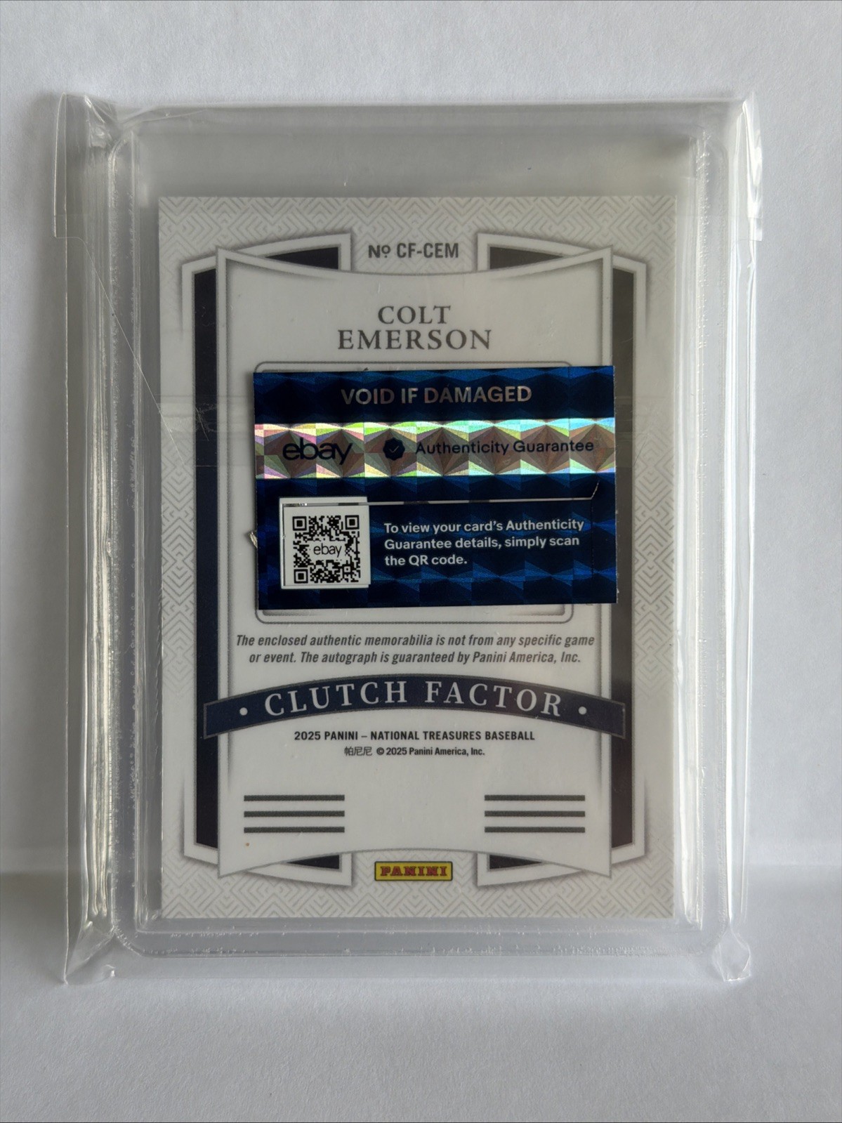 2025 National Treasures Colt Emerson Clutch Factor Rookie Logo Patch Auto /5 SSP view 3
