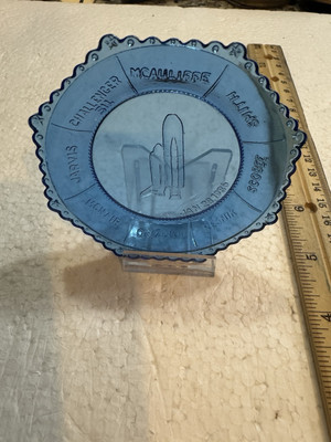 1986 NASA Space Shuttle Challenger 51-L Launch Souvenir Glass Small Plate