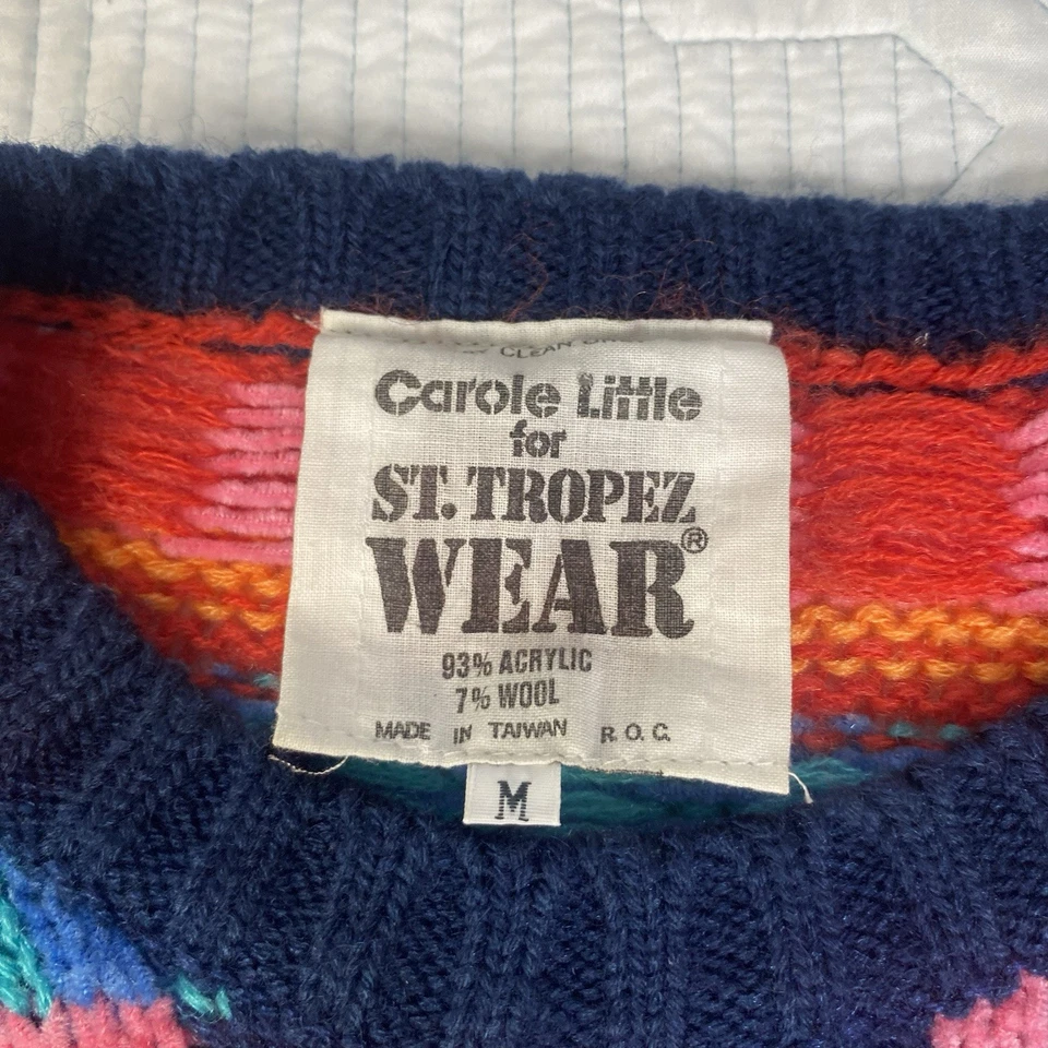 Suéter Vintage Carole Little for St. Tropez Wear Colorido Geométrico Talla M Retro Foto 3 de 4