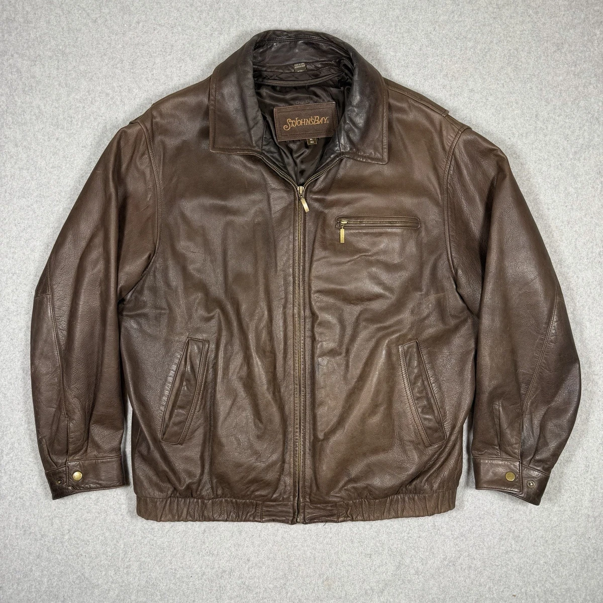 St. John's Bay Leather Outer Shell Brown Coats, Jackets & Vests
