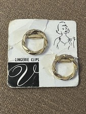 Vintage Gold Tone Lingerie Clips On Original Card NOS NWT Card Is Damaged