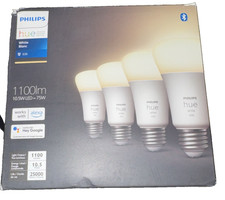 Philips Hue White Smart LED Bulb E26 1100 Lumen 4 Pack