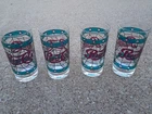4 Vintage 1970’s Pepsi-Cola Tiffany Style Stained Glass Glasses - NICE!