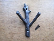 Rustic iron vintage coat hook retro DOUBLE BRANCH HOOK hanger pegs vintage cast
