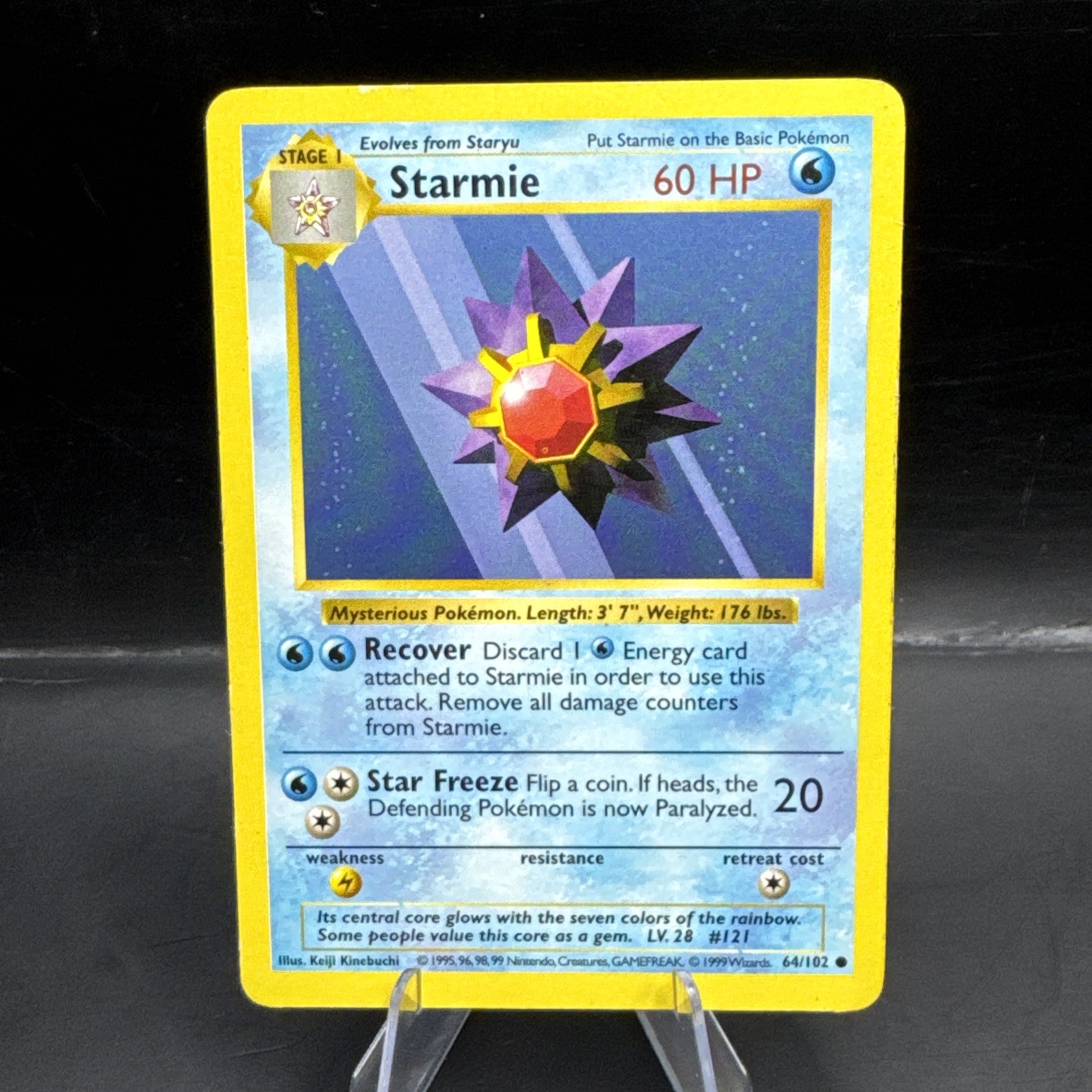 STARMIE 64/102 - Pokemon TCG 1999 Shadowless Base Set - Vintage WOTC - LP