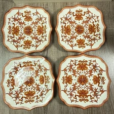 Spode Indian Red 9” Scalloped Square Buffet Plates Set of 4 England F2030 VTG