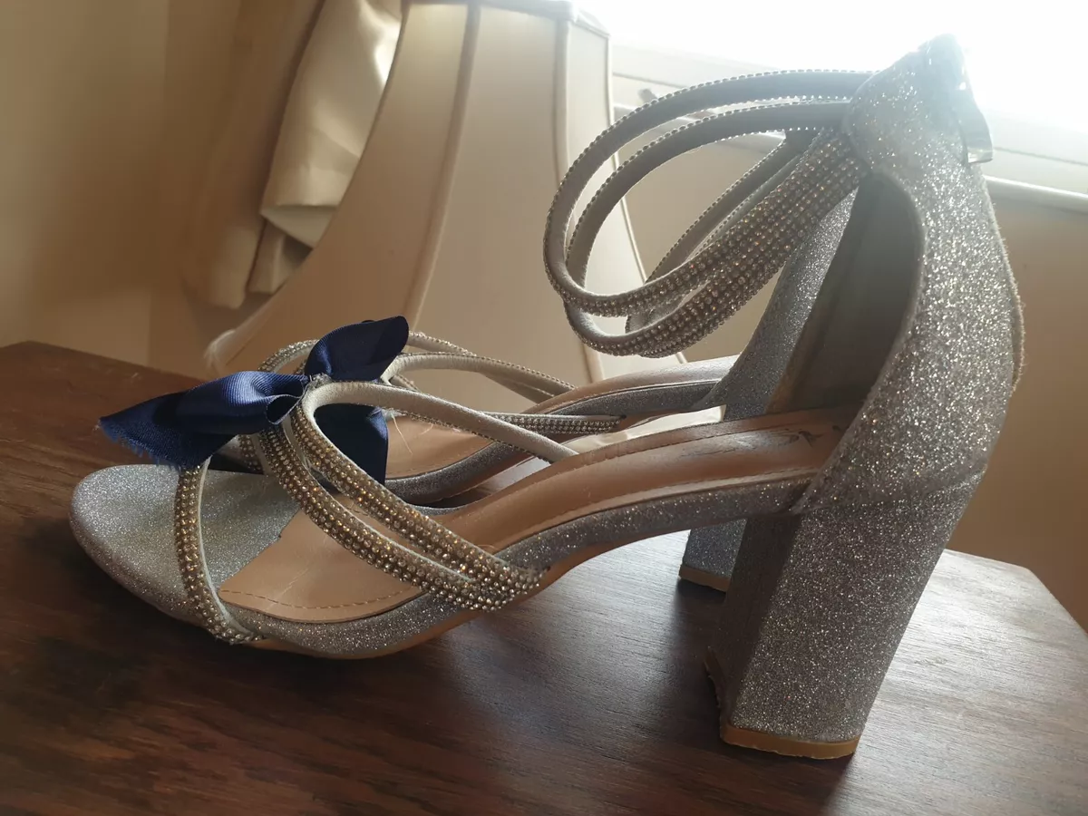 Navy and silver sandals sales