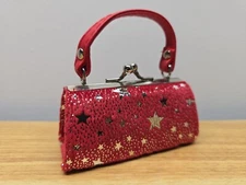 Cute Mini Purse "Confetti Glitter" Bag Clutch Red/Pink 3 7/8" X 2"