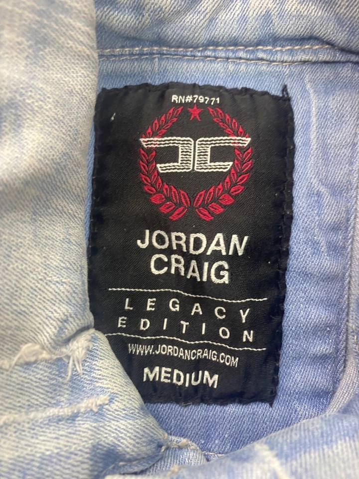 Chaqueta Jordan Craig Para Hombre Edición Mediana Legacy Lavado Ácido Rayas Denim Envejecido Foto 3 de 4