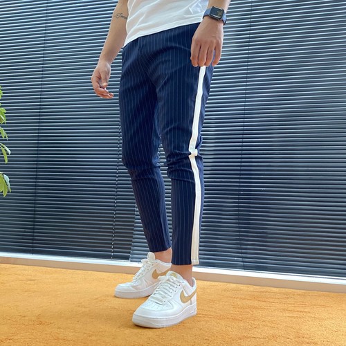 Men's Striped Ankle Pants Cottony Dress 