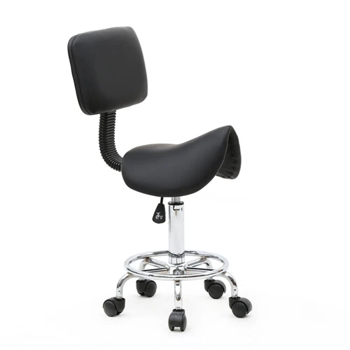US Saddle Stool Tattoo Salon Adjustable Hairdressing Styling Chair with Backrest - Picture 2 of 11