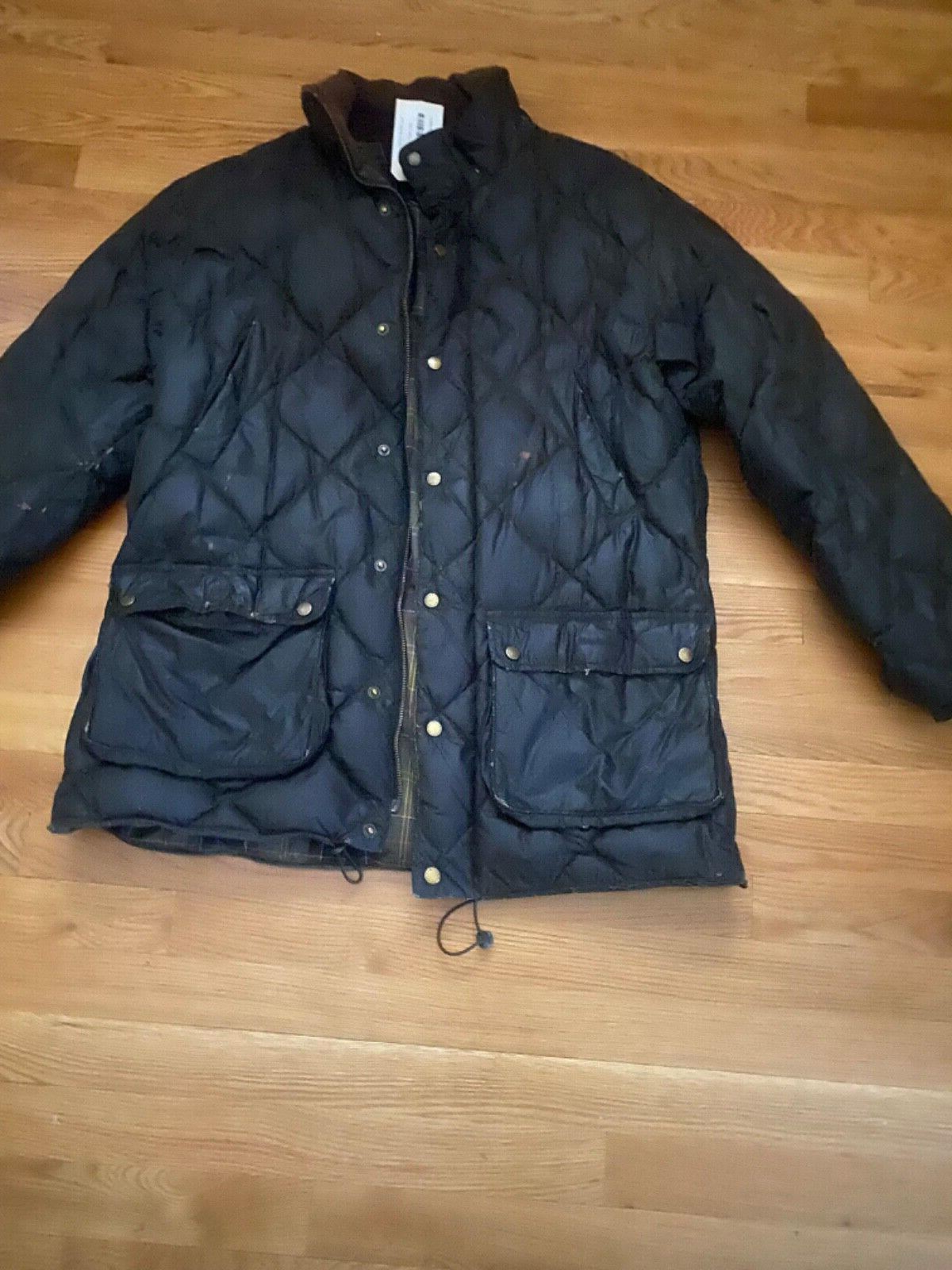Barbour Puffer Down-Filled Waxed Jacket Sage RARE VTG Size L image 2
