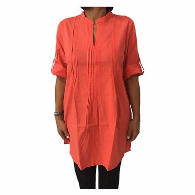 Damen Bluse Over Orange AND Material: 52% Leinen 48% Baumwolle