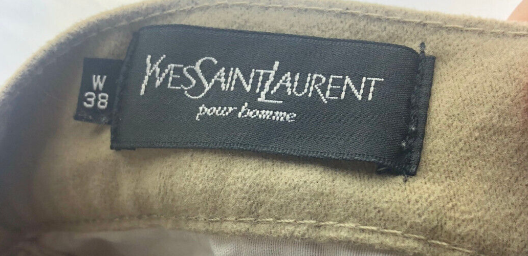 Jeans uomo YVES SAINT LAURENT W38 L31 taglio dritto zip mosca pelle di talpa beige cotone