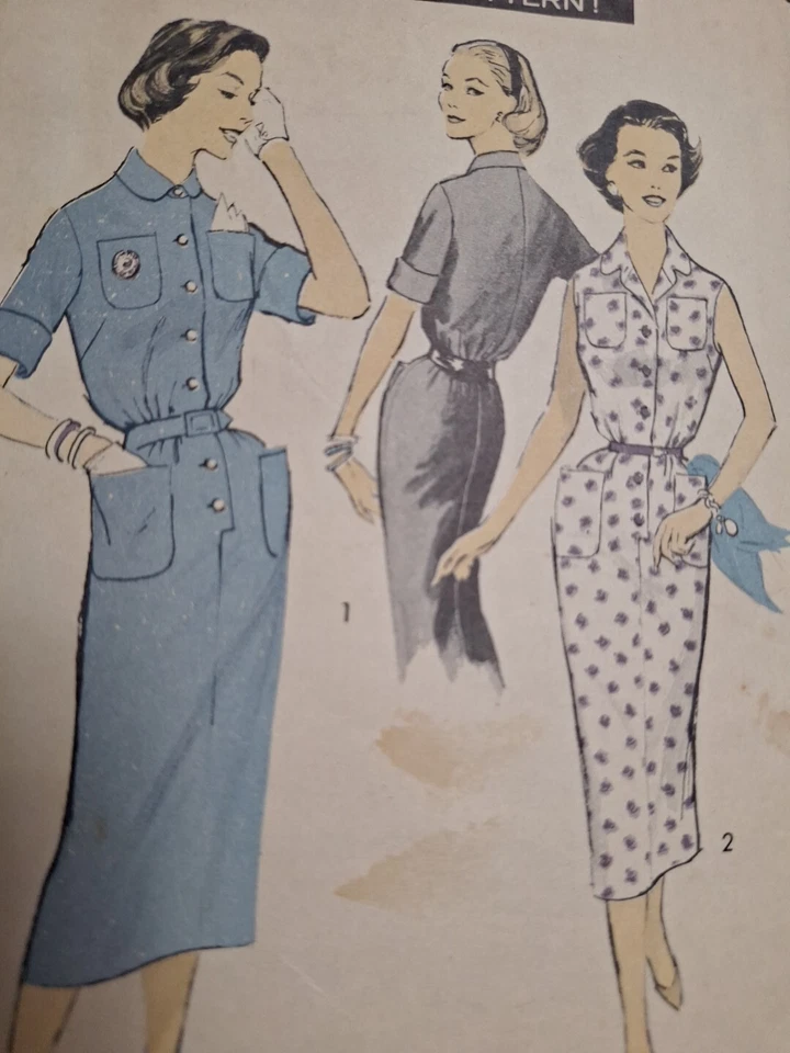 Dress Slim Straight Fitted 10 Advance 8231 Sewing Pattern CUT VTG Easy Pockets - Image 4 of 4