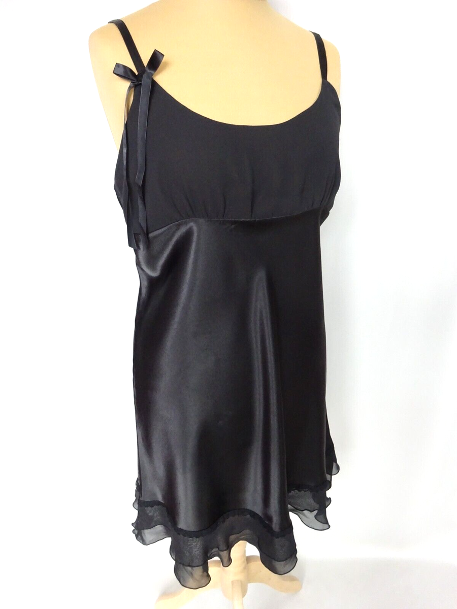 Nuisette C&A Lingerie Satiné Et Tulle Noir - Taille L (FR42/US10/UK14/EU40)