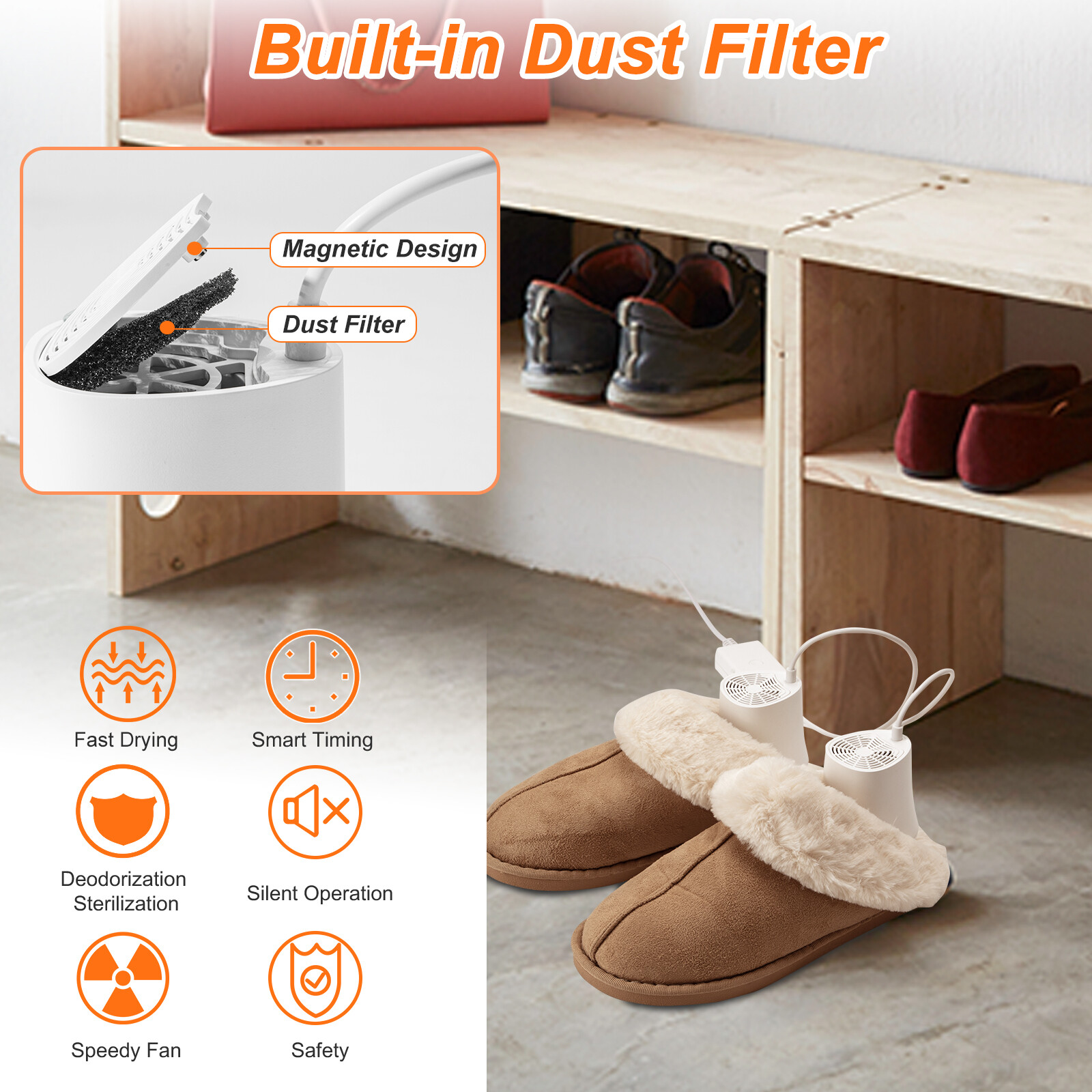 Electric 2 Shoe Dryer Deodorizing Boot Warmer 720 Mins Timer Heating