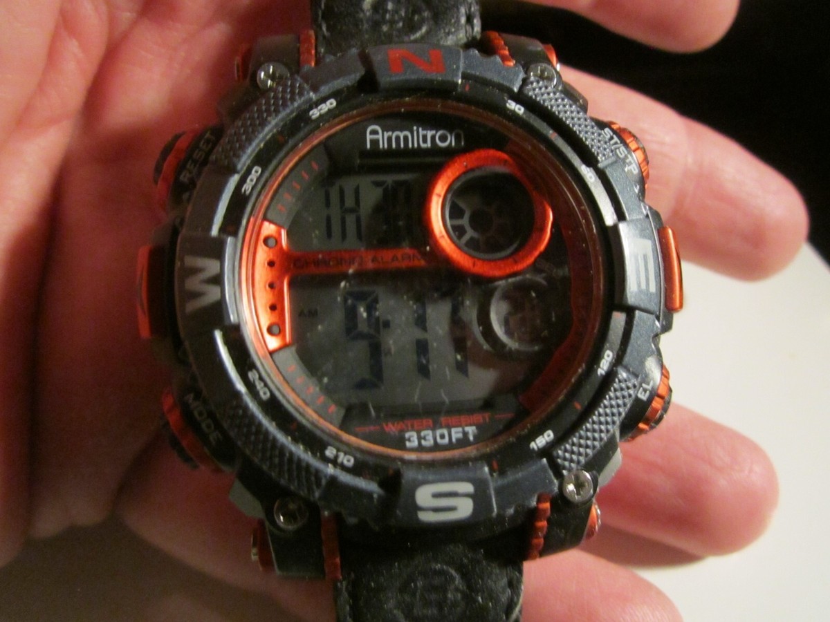 ARMITRON CHRONOGRAPH SPORTS WATCH RED & BLACK CASE FITS UP 