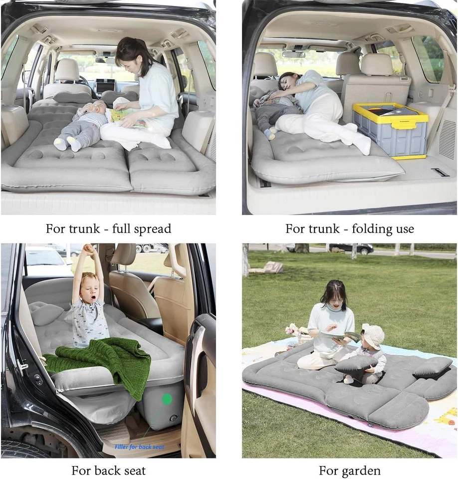 SAYGOGO SUV Colchón de Aire Camping Cama Cojín Almohada - Inflable Completo, Gris  Foto 2 de 4