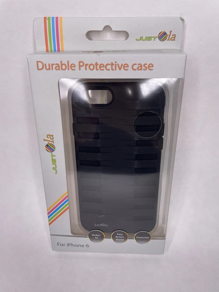 Funda a prueba de golpes para iPhone 6/6s de Justola, doble capa, negra resistente Foto 2 de 3