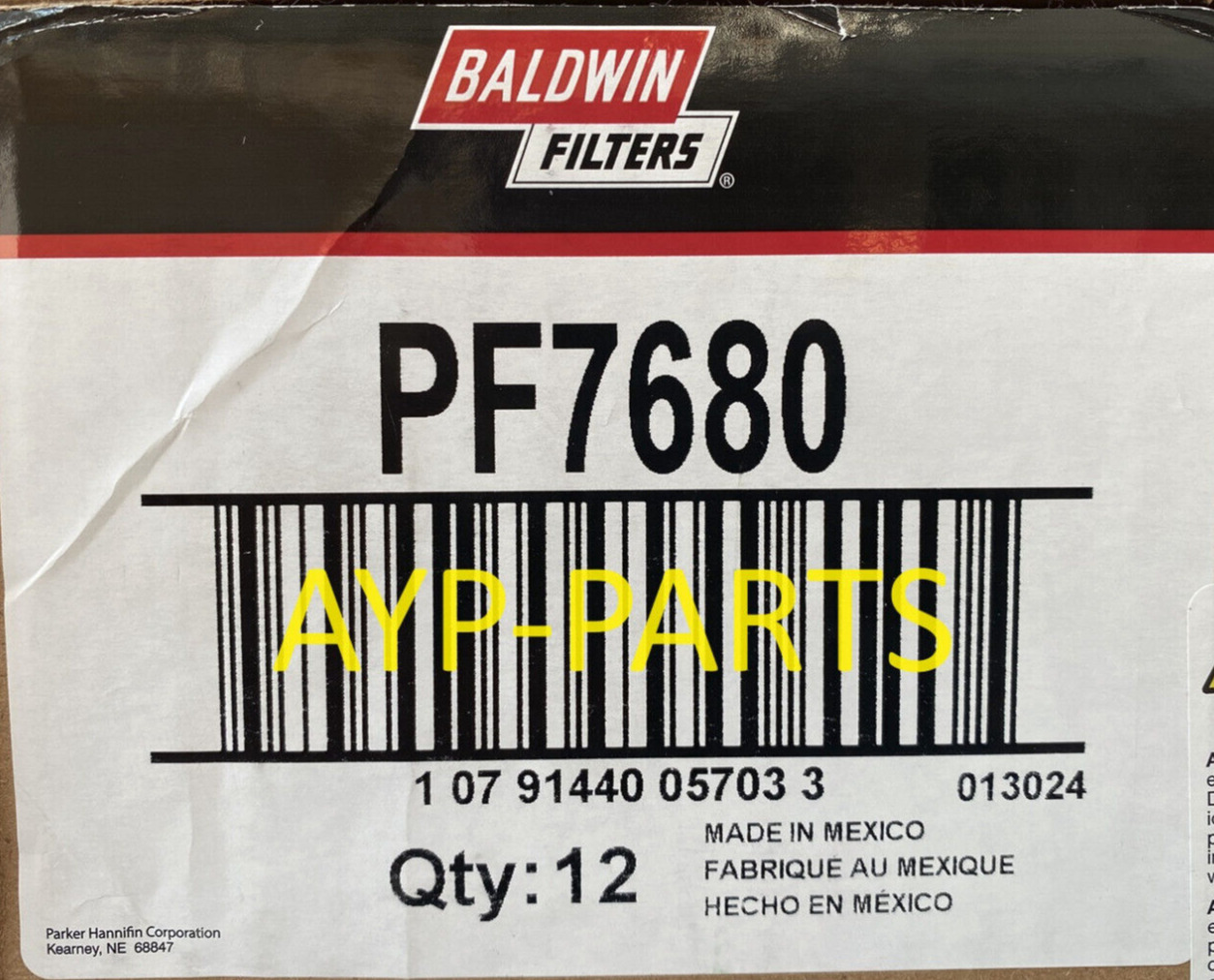 PF7680 (CASE OF 12) BALDWIN FUEL FILTER FS1029W a126