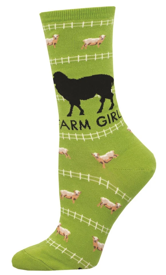 Chaussettes Femme Socksmith Vache Farm Girl Coton Mélange Vert - Photo 1/1