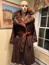 41" Knee Length Brown Real Mink Russian Sable Fur Coat 4/6 Princess Cut 90" Hem
