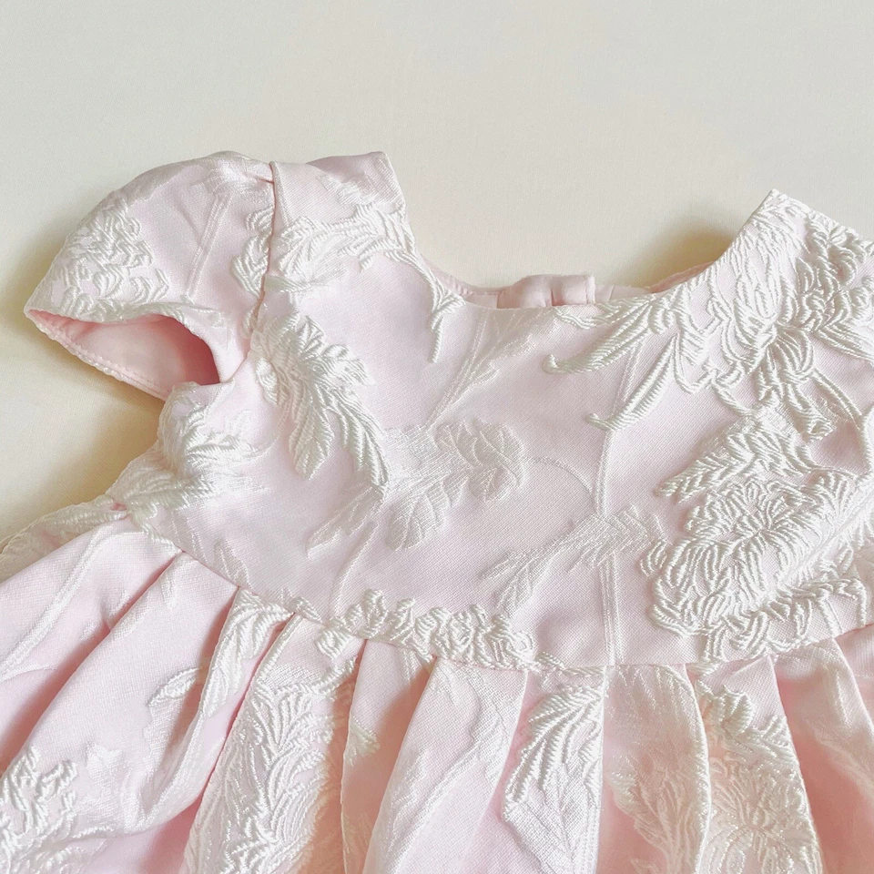 Monsoon Baby Girl Formal Christening Occasion Dress Pink Floral Size 0-3 Months - Image 2 of 4