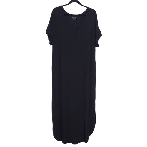 Time and Tru Black Short Sleeve Knit Maxi Dress NWT Size XL 14-16 T-Shirt Dress