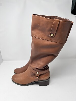 Bandolino Castin-W Light Brown Wide Calf Zip Knee High Boots Womens Size  7-1/2